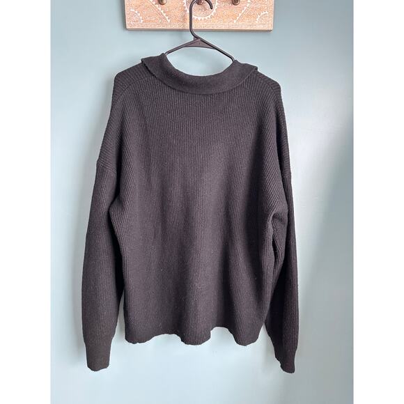 The Loft Black Knit Collar Wool BlendSweater Buttons - Picture 4 of 5